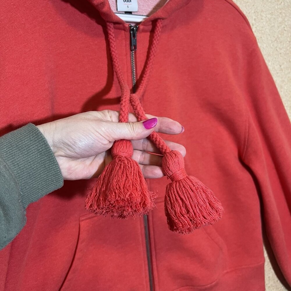 Cabi Deluxe Hoodie Jacket Size Small Women’s Orange Full Zipper Pockets Long Slv - Picture 6 of 8